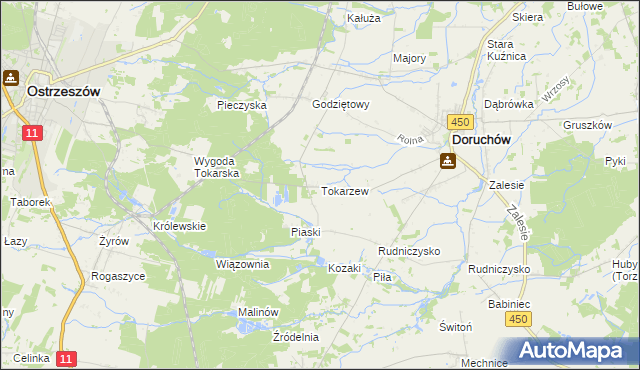 mapa Tokarzew gmina Doruchów, Tokarzew gmina Doruchów na mapie Targeo