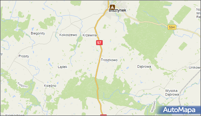 mapa Troszkowo, Troszkowo na mapie Targeo