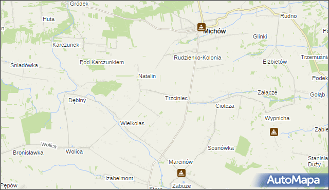 mapa Trzciniec gmina Michów, Trzciniec gmina Michów na mapie Targeo
