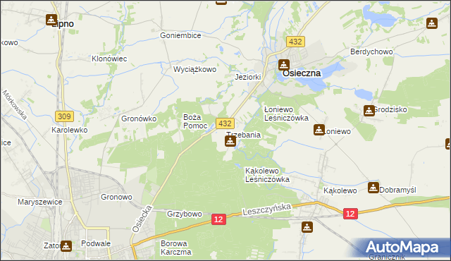 mapa Trzebania, Trzebania na mapie Targeo