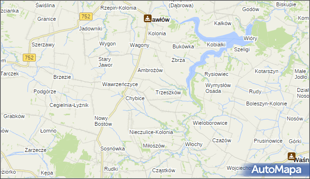 mapa Trzeszków, Trzeszków na mapie Targeo