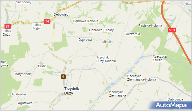 mapa Trzydnik Duży-Kolonia, Trzydnik Duży-Kolonia na mapie Targeo