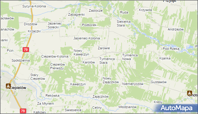 mapa Tymienica Stara, Tymienica Stara na mapie Targeo