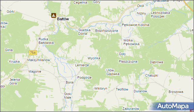 mapa Ulów gmina Bałtów, Ulów gmina Bałtów na mapie Targeo