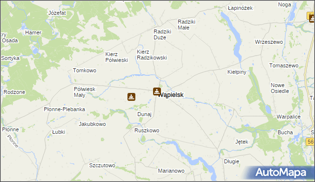 mapa Wąpielsk, Wąpielsk na mapie Targeo
