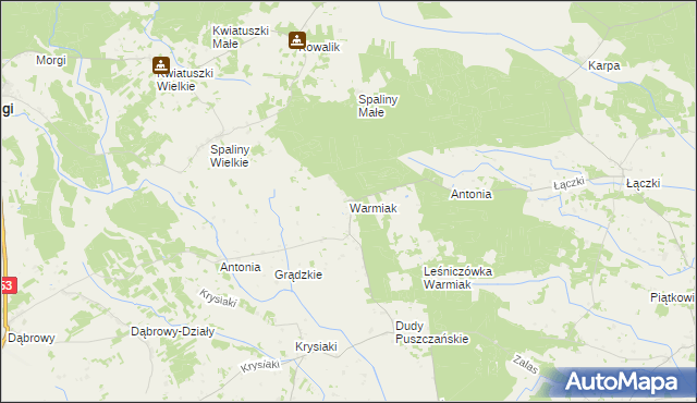 mapa Warmiak, Warmiak na mapie Targeo