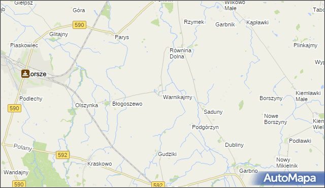 mapa Warnikajmy, Warnikajmy na mapie Targeo