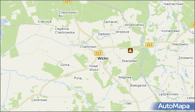 mapa Wicko powiat lęborski, Wicko powiat lęborski na mapie Targeo