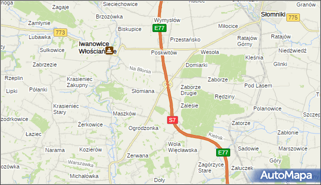 mapa Widoma gmina Iwanowice, Widoma gmina Iwanowice na mapie Targeo