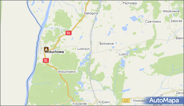 mapa Widuchowa-Stacja, Widuchowa-Stacja na mapie Targeo