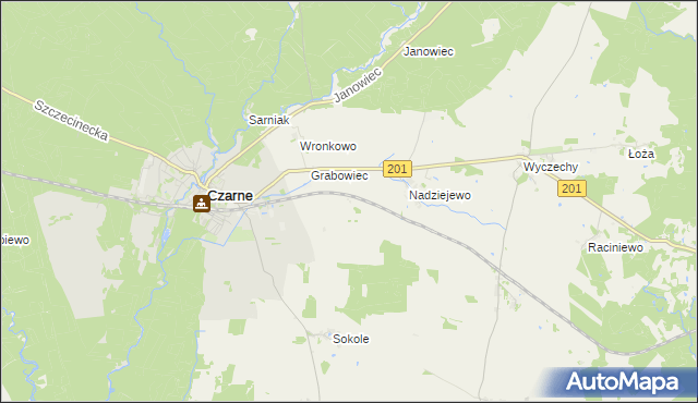 mapa Wierzbnik gmina Czarne, Wierzbnik gmina Czarne na mapie Targeo