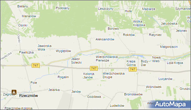 mapa Wierzchowiska Pierwsze gmina Sienno, Wierzchowiska Pierwsze gmina Sienno na mapie Targeo