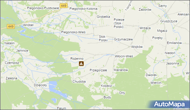 mapa Włocin-Kolonia, Włocin-Kolonia na mapie Targeo