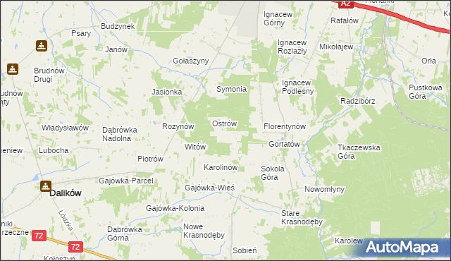 mapa Włodzimierzów gmina Dalików, Włodzimierzów gmina Dalików na mapie Targeo