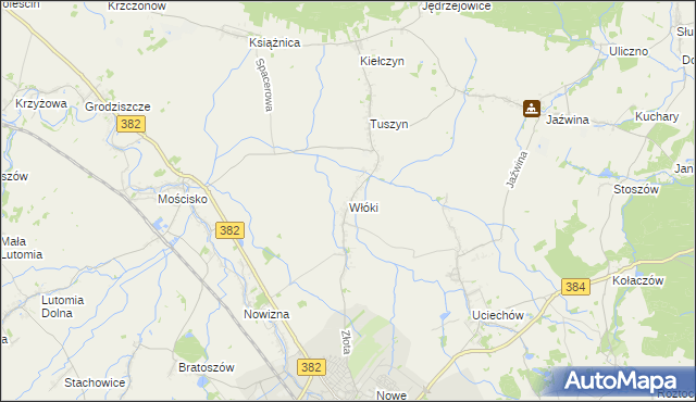 mapa Włóki gmina Dzierżoniów, Włóki gmina Dzierżoniów na mapie Targeo