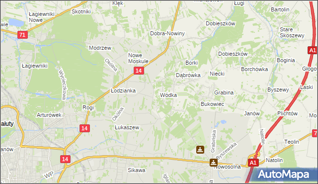 mapa Wódka gmina Nowosolna, Wódka gmina Nowosolna na mapie Targeo