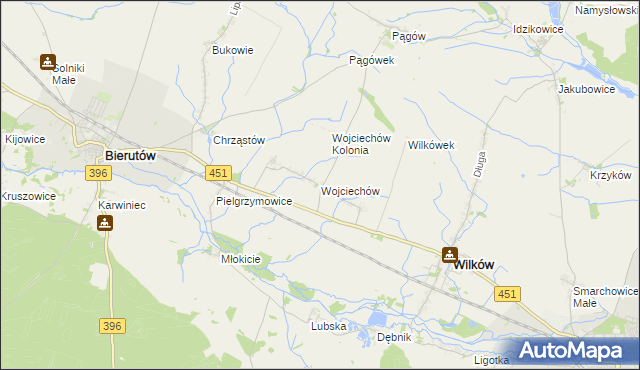 mapa Wojciechów gmina Wilków, Wojciechów gmina Wilków na mapie Targeo