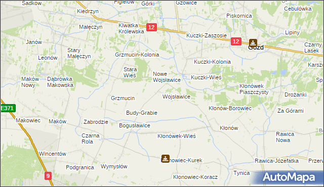 mapa Wojsławice gmina Gózd, Wojsławice gmina Gózd na mapie Targeo