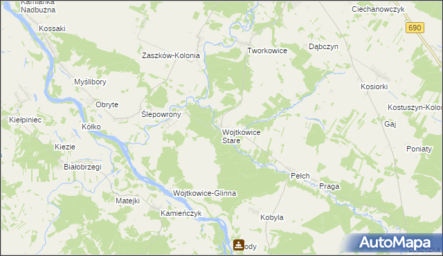 mapa Wojtkowice Stare, Wojtkowice Stare na mapie Targeo