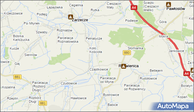 mapa Wola Roźwienicka, Wola Roźwienicka na mapie Targeo