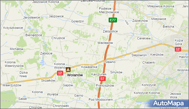 mapa Wola Wacławowska, Wola Wacławowska na mapie Targeo