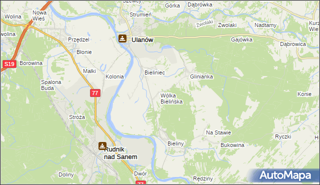 mapa Wólka Bielińska, Wólka Bielińska na mapie Targeo