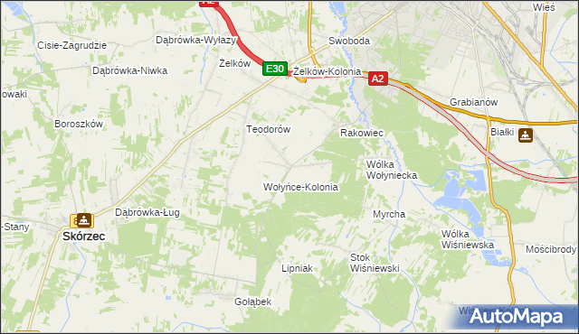mapa Wołyńce gmina Siedlce, Wołyńce gmina Siedlce na mapie Targeo