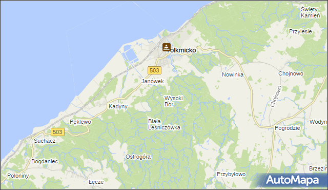 mapa Wysoki Bór, Wysoki Bór na mapie Targeo
