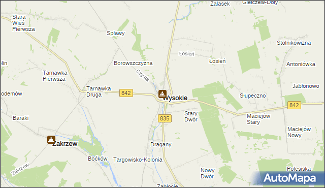 mapa Wysokie powiat lubelski, Wysokie powiat lubelski na mapie Targeo