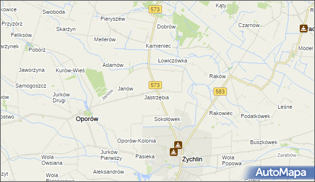 mapa Żabików gmina Żychlin, Żabików gmina Żychlin na mapie Targeo