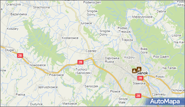 mapa Zabłotce gmina Sanok, Zabłotce gmina Sanok na mapie Targeo