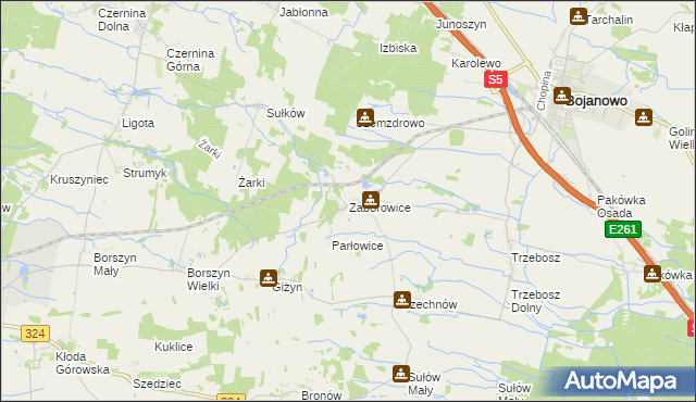 mapa Zaborowice gmina Bojanowo, Zaborowice gmina Bojanowo na mapie Targeo