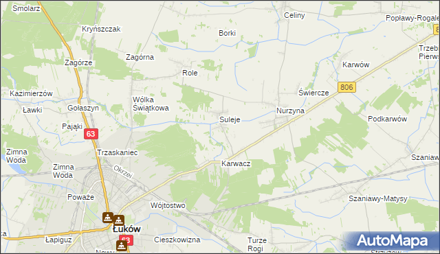 mapa Zabrodzie gmina Łuków, Zabrodzie gmina Łuków na mapie Targeo