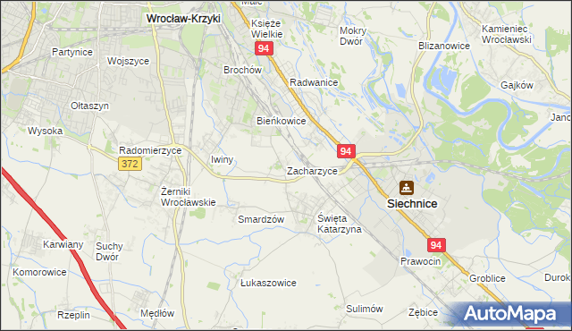 mapa Zacharzyce, Zacharzyce na mapie Targeo