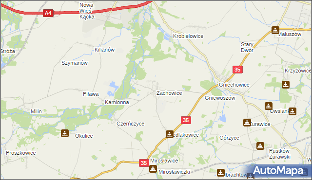 mapa Zachowice, Zachowice na mapie Targeo
