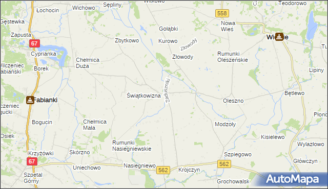 mapa Zaduszniki gmina Wielgie, Zaduszniki gmina Wielgie na mapie Targeo