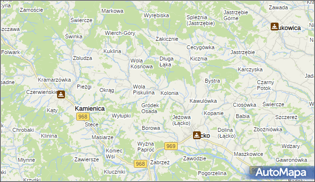 mapa Zagorzyn gmina Łącko, Zagorzyn gmina Łącko na mapie Targeo