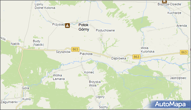 mapa Zagródki gmina Potok Górny, Zagródki gmina Potok Górny na mapie Targeo