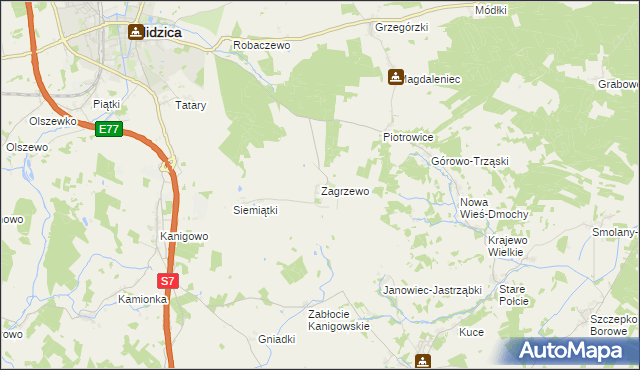 mapa Zagrzewo, Zagrzewo na mapie Targeo
