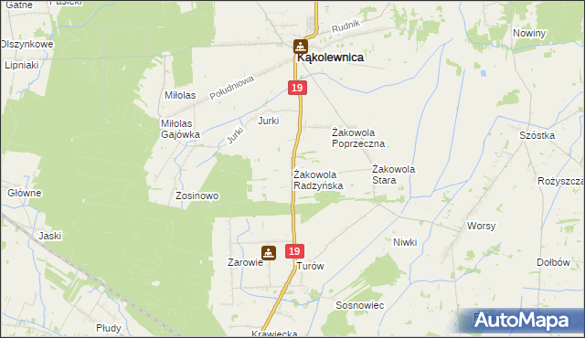 mapa Żakowola Radzyńska, Żakowola Radzyńska na mapie Targeo