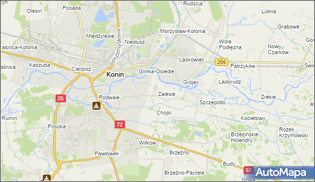 mapa Zalesie gmina Krzymów, Zalesie gmina Krzymów na mapie Targeo