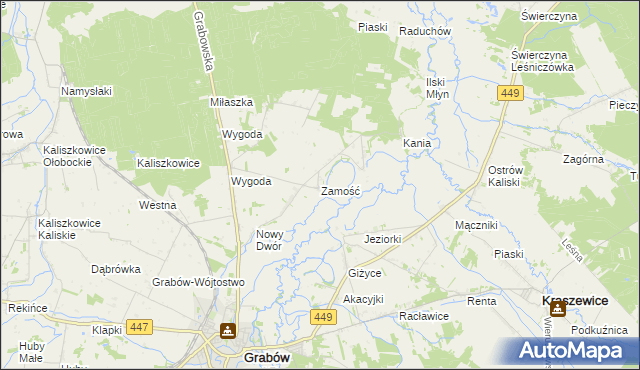 mapa Zamość gmina Sieroszewice, Zamość gmina Sieroszewice na mapie Targeo