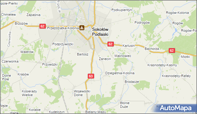 mapa Żanecin, Żanecin na mapie Targeo