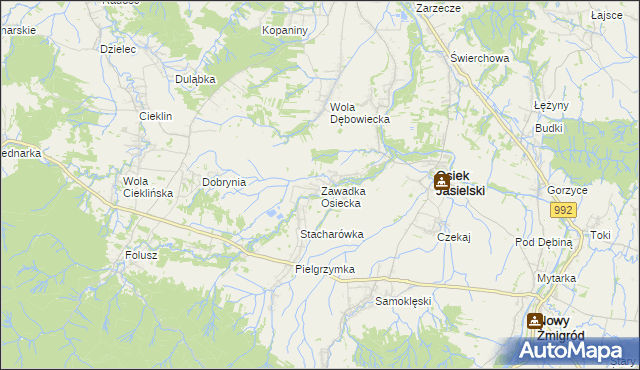 mapa Zawadka Osiecka, Zawadka Osiecka na mapie Targeo