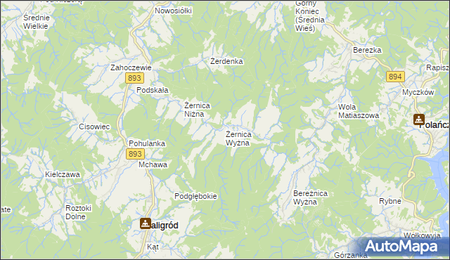 mapa Żernica Wyżna, Żernica Wyżna na mapie Targeo