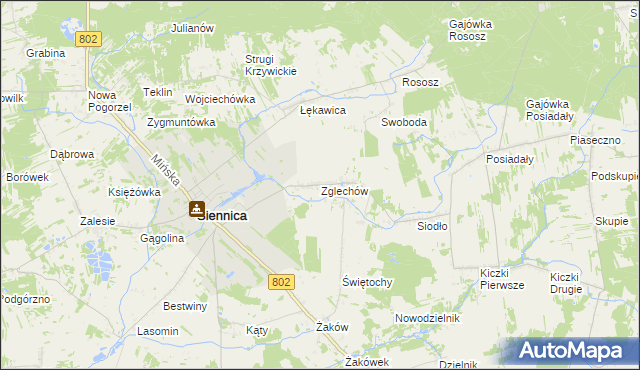 mapa Zglechów, Zglechów na mapie Targeo