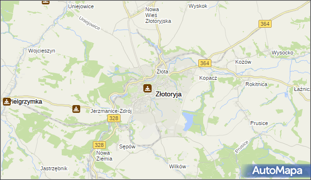 mapa Złotoryja, Złotoryja na mapie Targeo