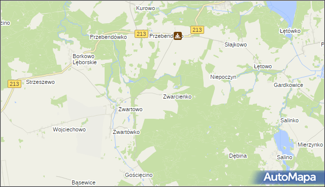 mapa Zwarcienko, Zwarcienko na mapie Targeo