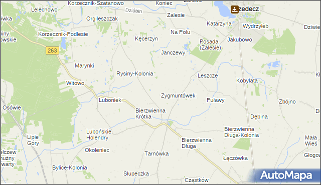 mapa Zygmuntówek gmina Kłodawa, Zygmuntówek gmina Kłodawa na mapie Targeo