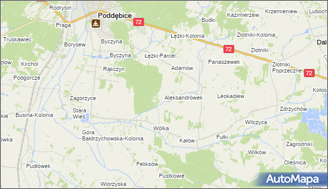 mapa Aleksandrówek gmina Poddębice, Aleksandrówek gmina Poddębice na mapie Targeo